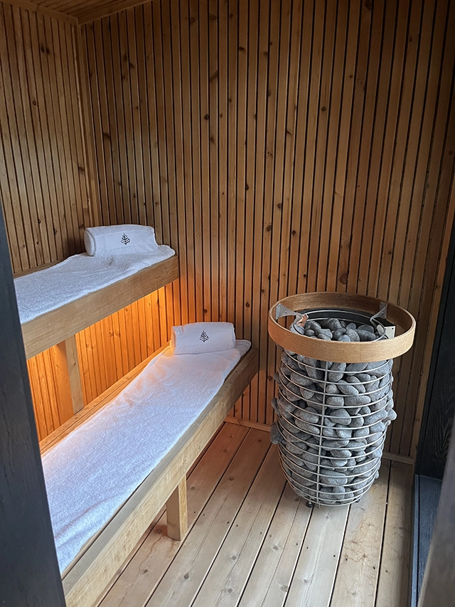 Sauna interior.