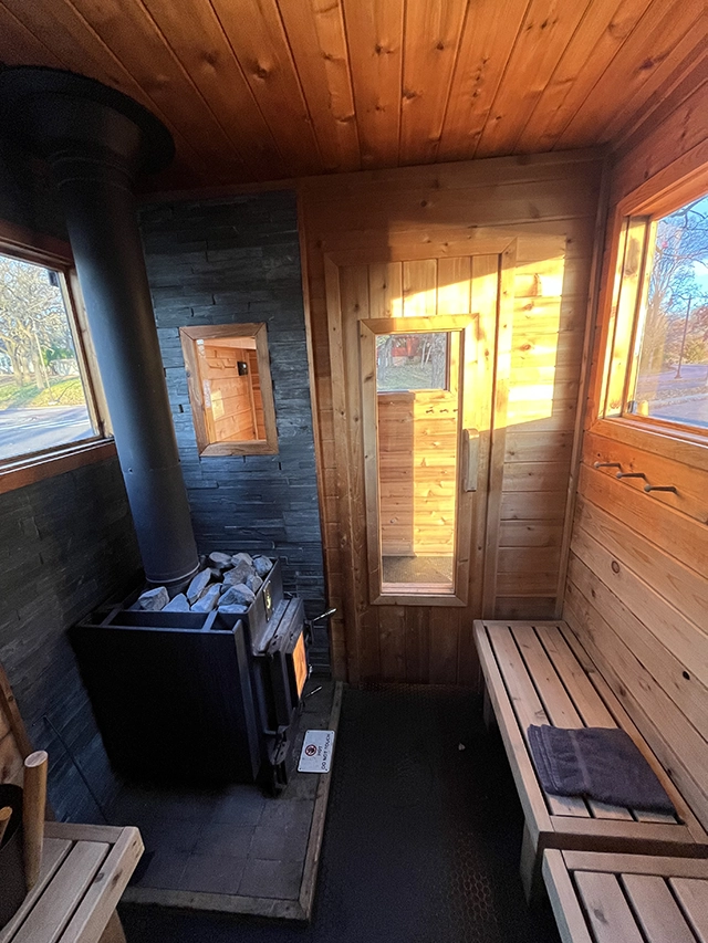 Sauna interior.