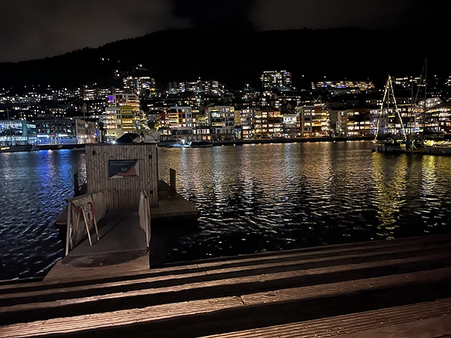 Floating sauna in Bergen, Norway fyords.